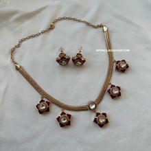 Load image into Gallery viewer, Multiple colors-Flower Pachi Moissanite Premium hasli necklace set
