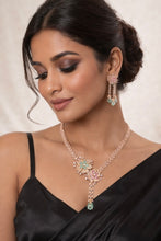 Load image into Gallery viewer, Solitaire Long Pink Mint MM Necklace set
