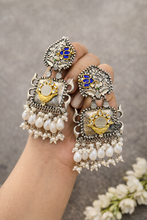 Load image into Gallery viewer, German silver lookalike Pachi Pearl Dangling earrings
