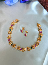 Load image into Gallery viewer, Peacock Dainty Golden Necklace set temple jewelry
