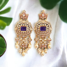 Load image into Gallery viewer, 22k gold plated Doublet Pearl drop Tayani dangling Earrings
