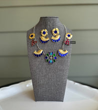Load image into Gallery viewer, German silver Fish Designer Pachi kundan necklace set
