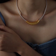 Load image into Gallery viewer, Kriti sanon Dual Tone Magentic DEMI FINE PVD 18k gold plated Golden Stainless steel necklace
