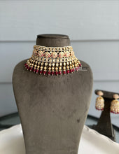Load image into Gallery viewer, Ivory Ruby Tayani Statement Heavy 22k gold plated choker necklace set
