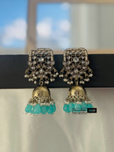 Load image into Gallery viewer, Kundan drop Pearl Jhumka earrings
