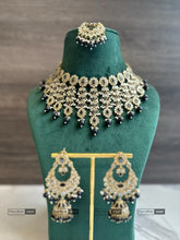 Load image into Gallery viewer, Colors-Polki Tassel dangling Grand Necklace set with maangtikka

