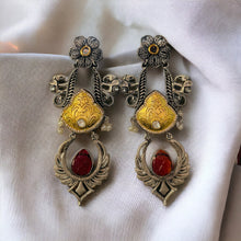 Load image into Gallery viewer, German silver Elephant Fusion long jhumka Earrings

