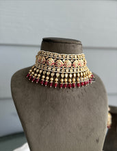 Load image into Gallery viewer, Ivory Ruby Tayani Statement Heavy 22k gold plated choker necklace set
