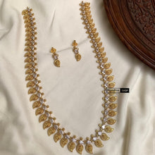 Load image into Gallery viewer, Golden White Stone Lakshmi ji Long Temple Ethnic necklace set
