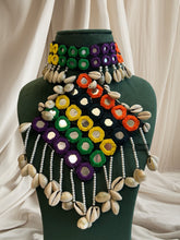 Load image into Gallery viewer, Handmade Mirror Coin Shell Fabric Square Choker necklace
