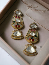 Load image into Gallery viewer, Inlay Multicolor Gold plated moissanite Hanging Earrings
