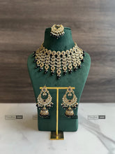 Load image into Gallery viewer, Colors-Polki Tassel dangling Grand Necklace set with maangtikka
