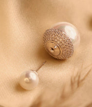 Load image into Gallery viewer, Evergreen Premium Solitaire Lookalike Small American Diamond cz Pearl stud Earrings
