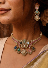Load image into Gallery viewer, Ruby Baguettes Sabya gemstone choker necklace set
