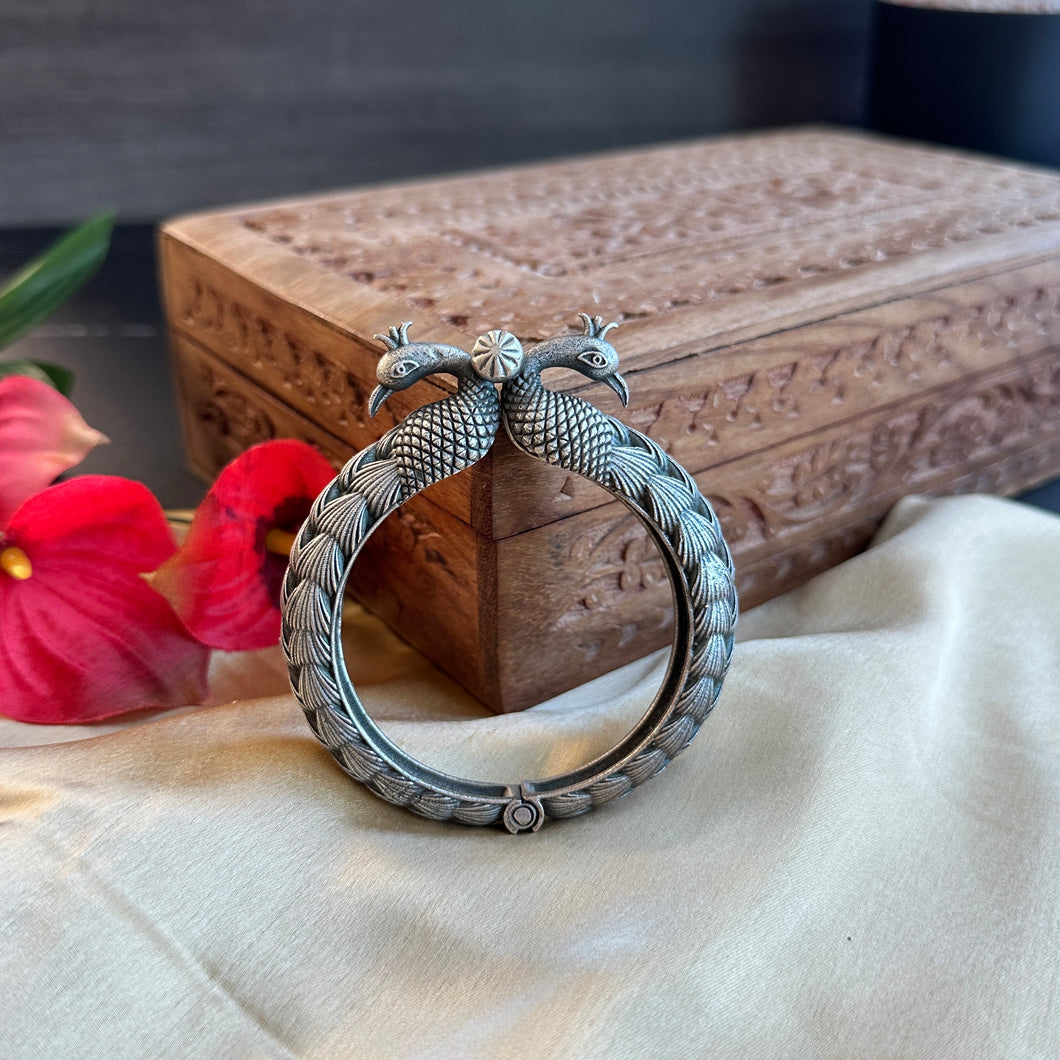 German Silver Peacock Kada Openable Single piece