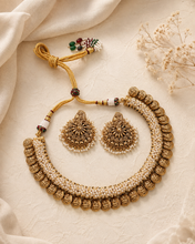 Load image into Gallery viewer, Viral Gold Looking Coin Lakshmi ji Beaded Necklace set
