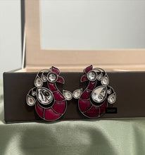 Load image into Gallery viewer, German Silver pachi Peacock Stud Earrings
