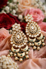 Load image into Gallery viewer, Tayani Enamel cutwork Premium gold plated Long Dangling Earrings
