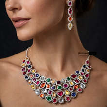 Load image into Gallery viewer, VIRAL Multicolor Rainbow Premium Solitaire Designer Necklace set
