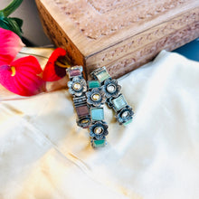 Load image into Gallery viewer, German Silver Kundan Flower Openable Single piece kada
