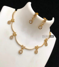 Load image into Gallery viewer, Hanging Dainty Golden Simple American Diamond cz Necklace set
