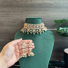 Load image into Gallery viewer, Tayani 22k gold Plated pearl Choker necklace set
