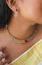 Load image into Gallery viewer, Changeable american diamond designer Necklace set Temple jewelry
