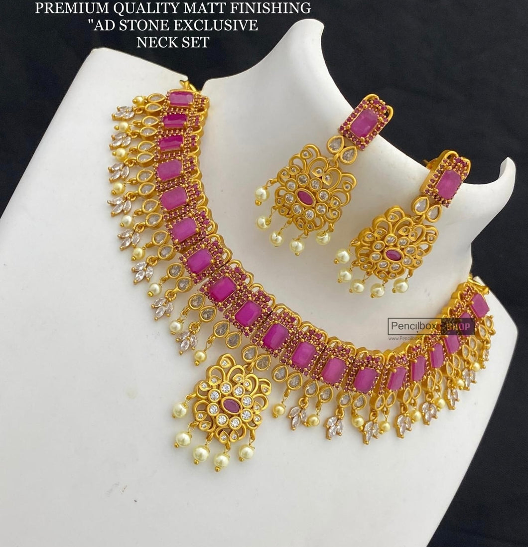 Ruby golden cz kemp stone Choker Necklace set Temple Jewelry