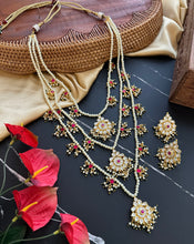 Load image into Gallery viewer, Exclusive Three Layered Pachi Kundan Maharani Necklace set
