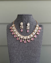 Load image into Gallery viewer, 22k gold plated Pink Statement Tayani Necklace set
