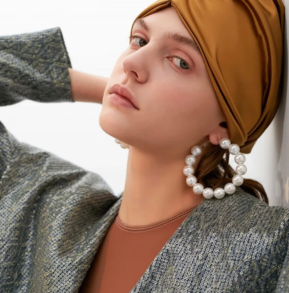 Big Statement Pearl grand Hoop Earrings IDW