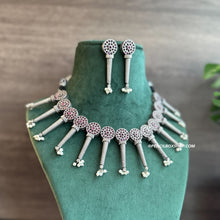 Load image into Gallery viewer, German Silver ruby Statement Necklace set
