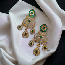 Load image into Gallery viewer, Moissanite american diamond Big long green Statement designer Earrings

