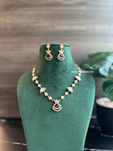 Load image into Gallery viewer, Purple Gold plated Dainty moissanite Stone Chain Necklace set
