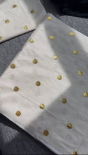 Load image into Gallery viewer, Onam Special Ivory Golden Polka Cotton Kerala saree
