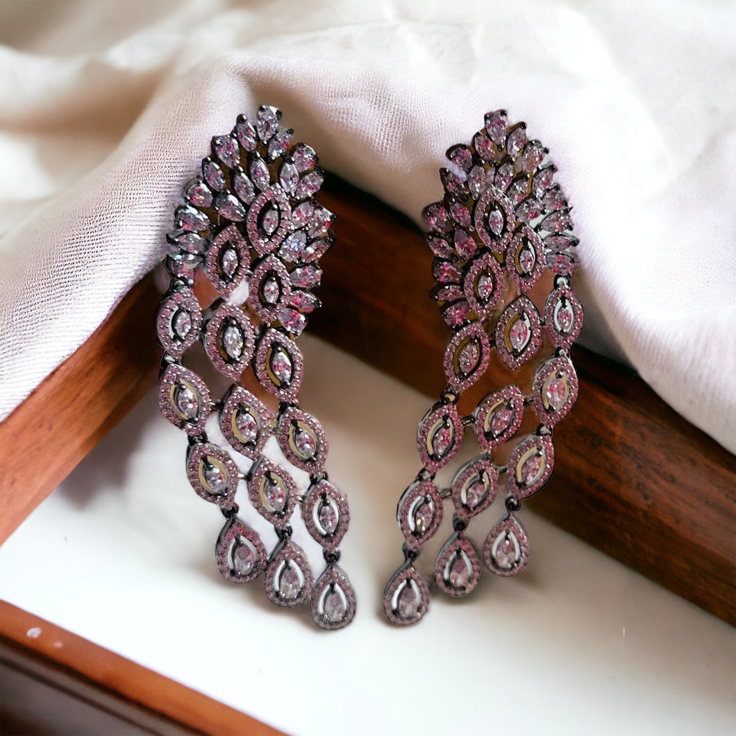 American Diamond Victorian Designer Drop Cz Earrings