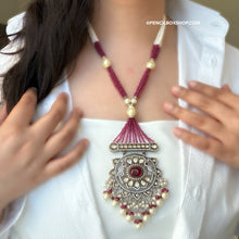 Load image into Gallery viewer, 22k Gold plated Tayani Long Ruby Bird Premium Statement Necklace set
