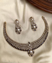 Load image into Gallery viewer, Premium Cz dainty ethnic Temple Necklace set
