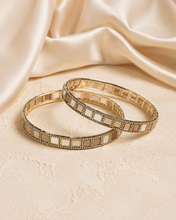 Load image into Gallery viewer, Mirror Square Golden polish Pair of Bangles
