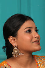 Load image into Gallery viewer, Chandbali Kemp Stone Temple Ethnic Golden Multicolor Earrings
