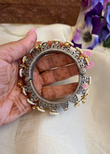 Load image into Gallery viewer, Multicolor Pacheli Openable German Silver Lookalike Kada Bangle

