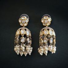Load image into Gallery viewer, Tayani statement 22k Gold plated Pearl jhumki  Earrings
