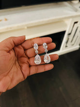 Load image into Gallery viewer, Premium Solitaire Three Stone Danglers American Diamond cz Earrings [ Free Shipping ]
