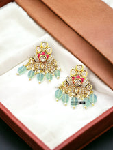 Load image into Gallery viewer, Tayani 22k gold plated Enamel meenakari Stud pearl earrings

