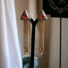Load image into Gallery viewer, American diamond orange Golden Cz Earrings
