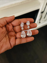 Load image into Gallery viewer, Premium Solitaire Three Stone Danglers American Diamond cz Earrings [ Free Shipping ]
