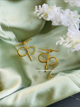 Load image into Gallery viewer, Hindi Alphabet letter gold Brass Earrings
