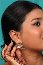Load image into Gallery viewer, Krishna White Stone Dainty Ethnic Stud Earrings
