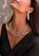 Load image into Gallery viewer, Diamond Solitaire Looking three Layer Tennis Necklace set
