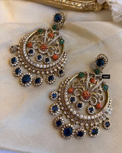 Load image into Gallery viewer, Sabya Cz Stone chandbali Designer inspired Heritage earrings
